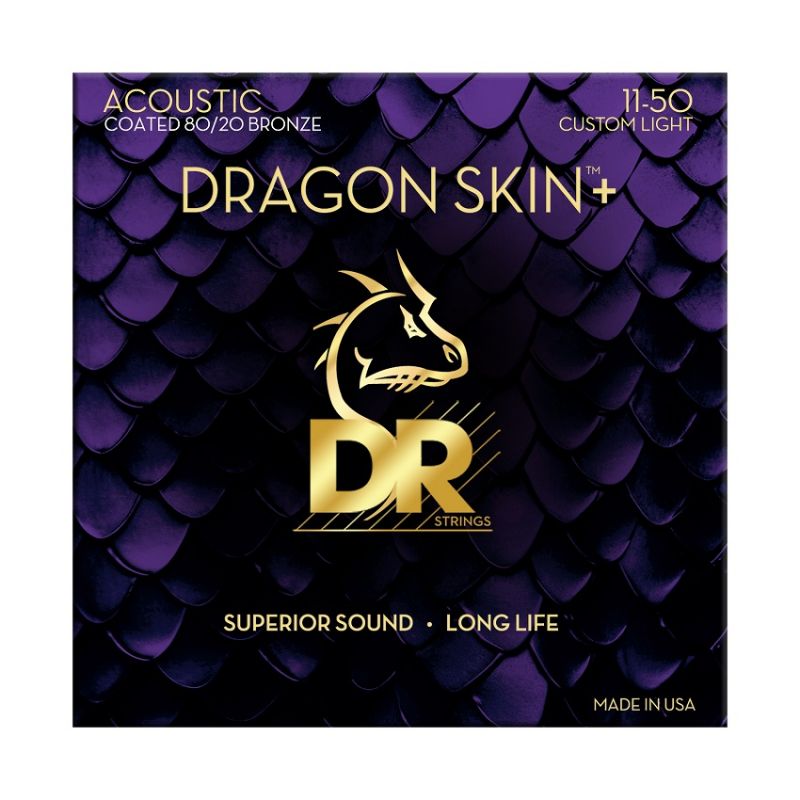 Набор струн DR Strings DRAGON SKIN+ Acoustic 80/20 Bronze - Custom Light (11-50)